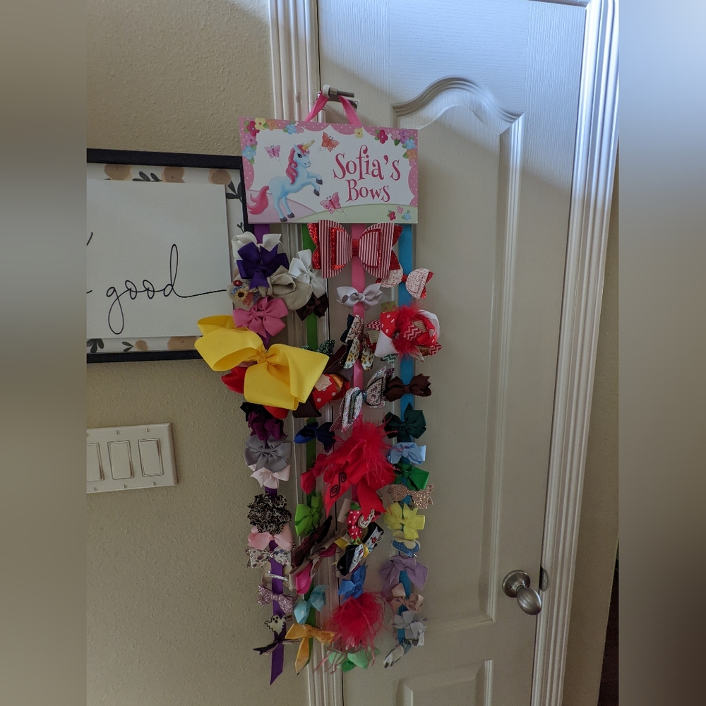Girl's Hanging Unicorn Bow Holder - Sofia